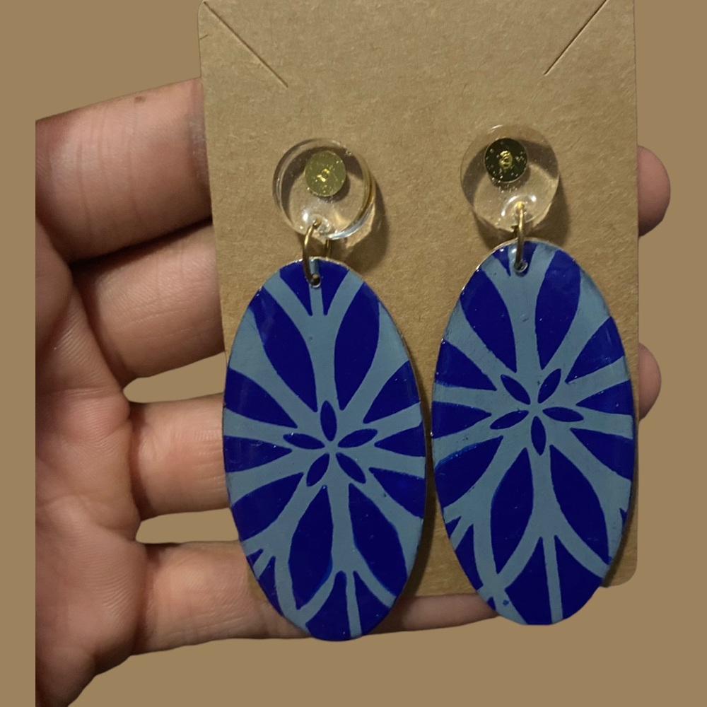 NWOT handcrafted, hand-painted, resin and wood earrings!